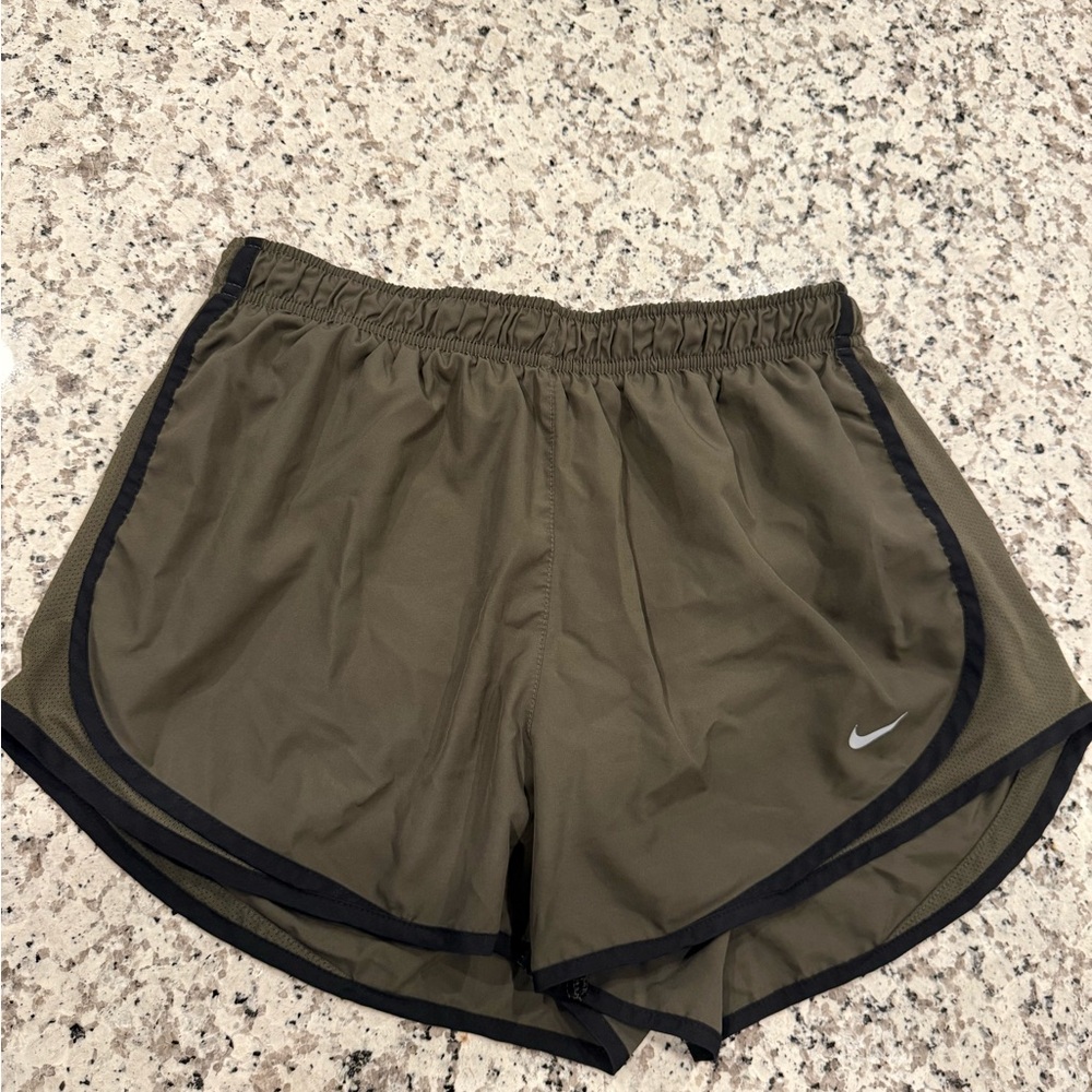 Nike Women's Athletic Shorts in Olive with Black Trim